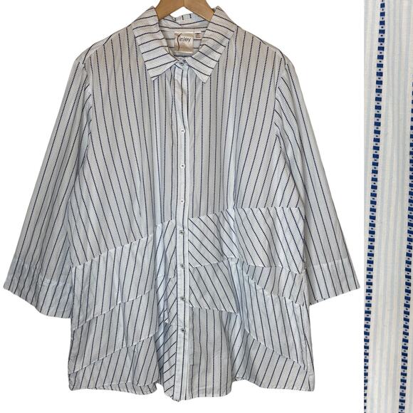 Finley Jenna Ruffle Tiered Striped Tunic Top size 2X - Picture 1 of 4